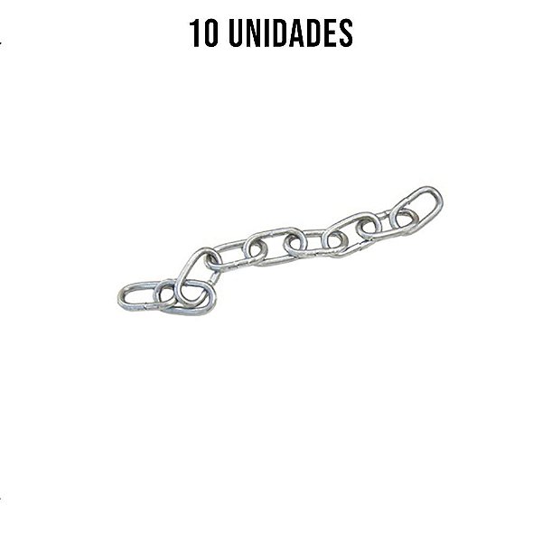 Corrente Para Pino 3,0mm 9 Elos Zincado Branco - 10un