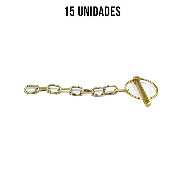 Pino Quebra Dedo 5/16" X 2 Com Corrente Zincado Amarelo-15un