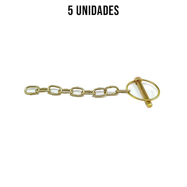 Pino Quebra Dedo 5/16" X 2 Com Corrente Zincado Amarelo-5un