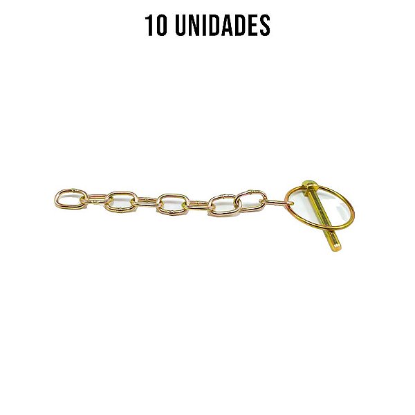 Pino Quebra Dedo 1/4" X 2 Com Corrente Zincado Amarelo -10un