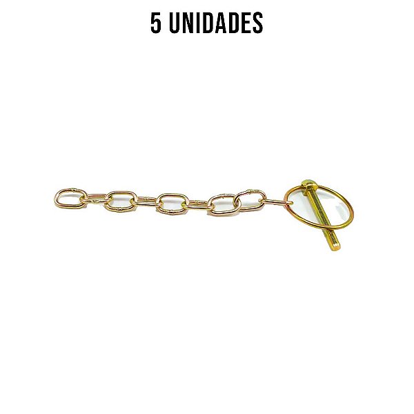 Pino Quebra Dedo 1/4" X 2 Com Corrente Zincado Amarelo - 5un