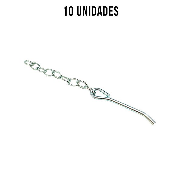 Pino Fueiro Ponta Dob. C/ Corrente Zincado Branco 6mm - 10un