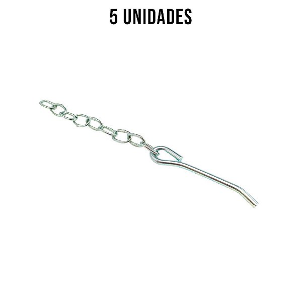 Pino Fueiro Ponta Dob. C/ Corrente Zincado Branco 6mm - 5un