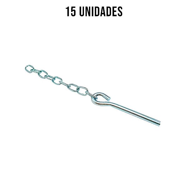Pino De Fueiro Com Corrente Zincado Branco 6mm - 15un