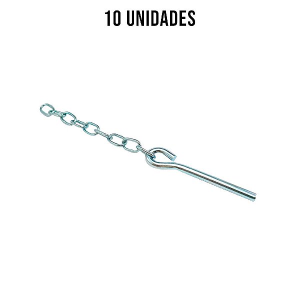 Pino De Fueiro Com Corrente Zincado Branco 6mm - 10un
