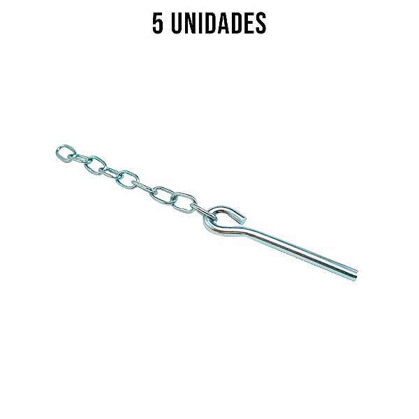 Pino De Fueiro Com Corrente Zincado Branco 6mm - 5un