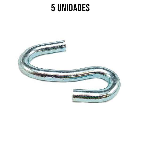 Gancho Carreta "S" Zincado Branco 8mm - 5un