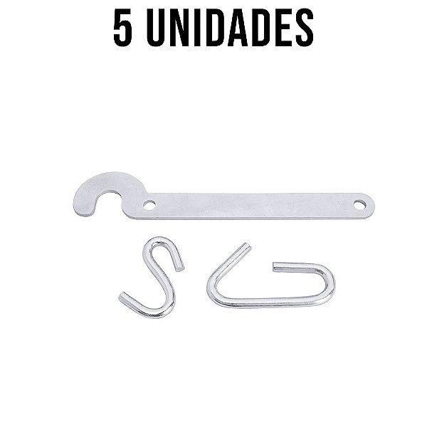 Kit Trava Da Corrente Carreta Gancho S E Argola 8mm - 5un