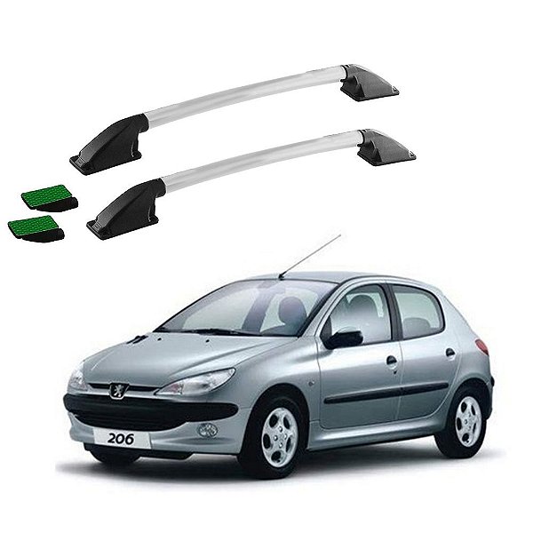 Rack Teto Longarina Peugeot 206 2007 2008 2009 Prata Colado