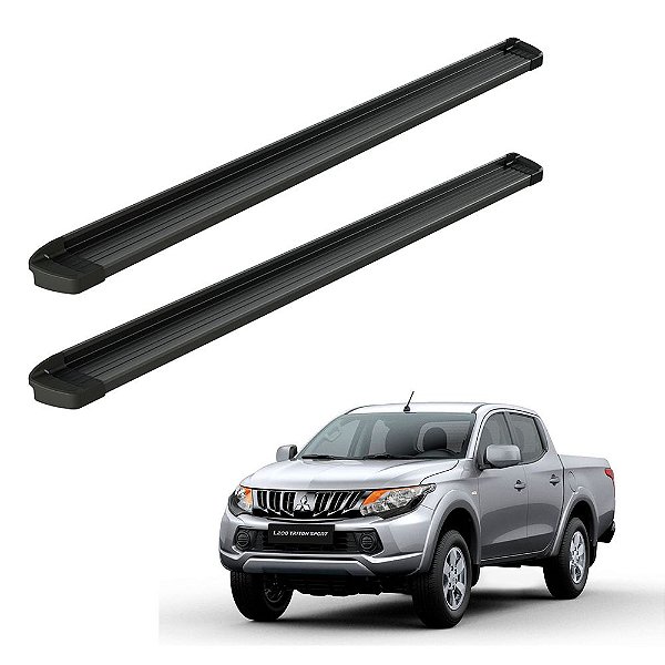 Estribo L200 Triton Sport 2017 2018 Cd Alumínio Preto