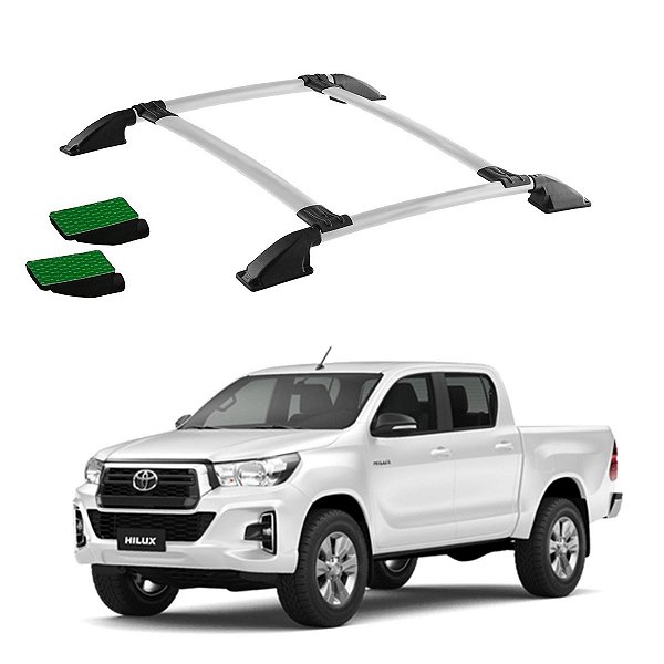 Bagageiro Teto Hilux 2018 2019 2020 2021 2022 Prata Colado