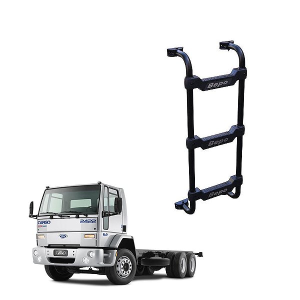 Escada Traseira Ford Cargo 2008 2009 2010 3 Degraus Preto