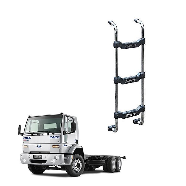 Escada Traseira Ford Cargo 2008 2009 2010 3 Degraus Cromado