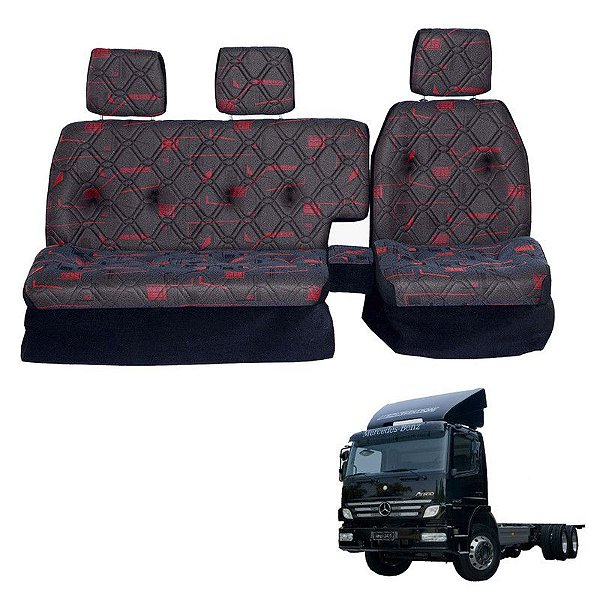 Sofá Cama Banco Completo MB Atego 2425 Cabine Simples Vermel