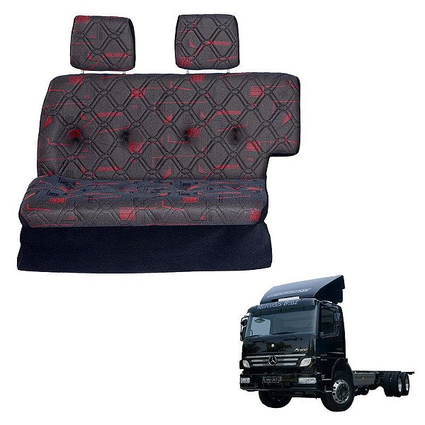 Sofá Cama Caminhão MB Atego 2425 Cabine Simples Vermelho