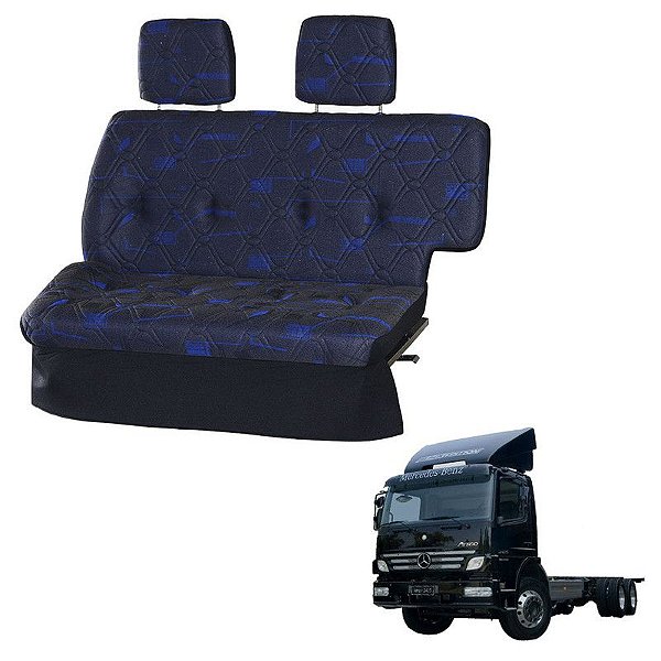 Sofá Cama Caminhão MB Atego 2425 Cabine Simples Azul