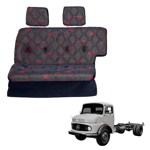 Sofá Cama Caminhão Mercedes 1113 / 1114 Vermelho