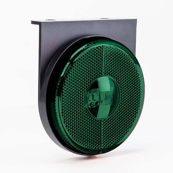 Lanterna Lateral Ø85mm Led Saida Fios E Suporte Verde 2un