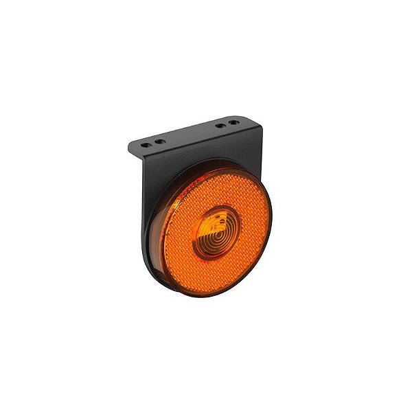 Lanterna Lateral Ø85mm Led Saida Conec + Suporte Âmbar 6un