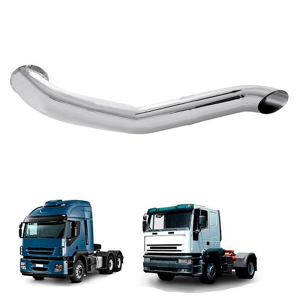 Tubo Cromado Adaptação Lateral Iveco Stralis Hi-Way 5 Pol