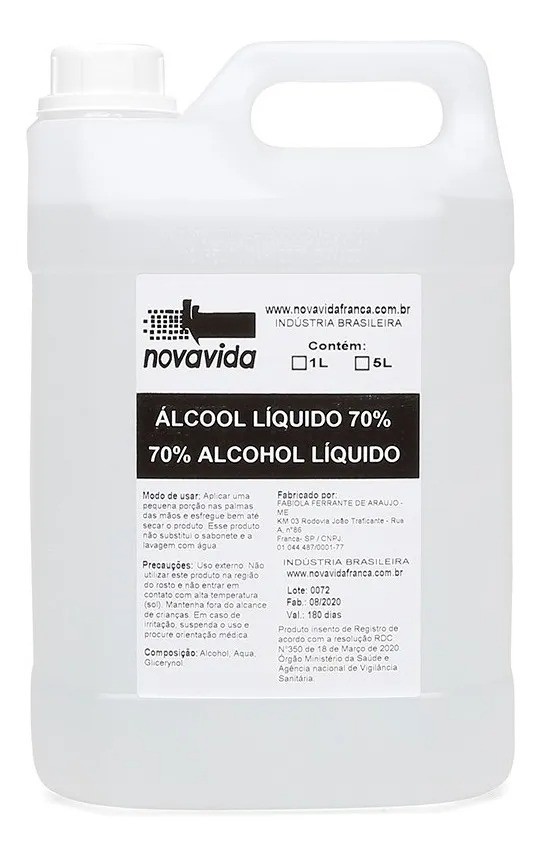 ÁLCOOL LIQUIDO 70% 5 LITROS