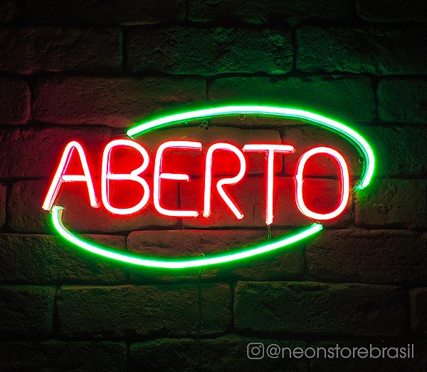 Aberto - Circulo  - Luminária em Neon de LED (A=17cm x L=36cm)