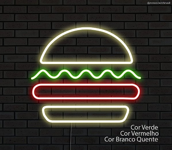 Hamburguer - Luminária em Neon de LED (A=17cm x L=20cm)