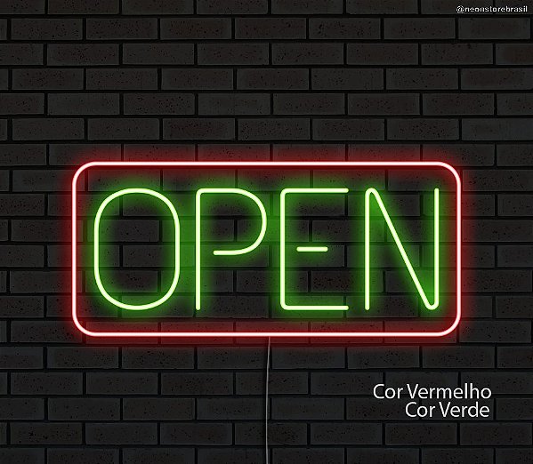 Open / Quadrado - Luminária em Neon de LED (A=16cm x L=36cm)