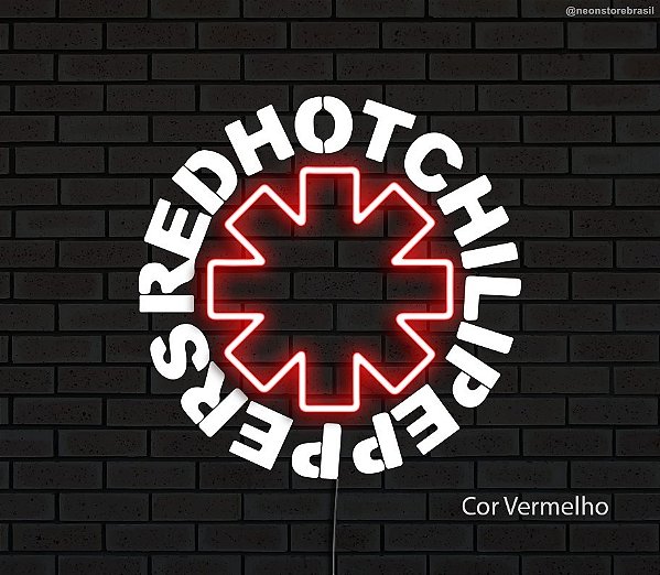 Red Hot Chilli Peppers - Luminária em Neon de LED (A=27cm x L=27cm)