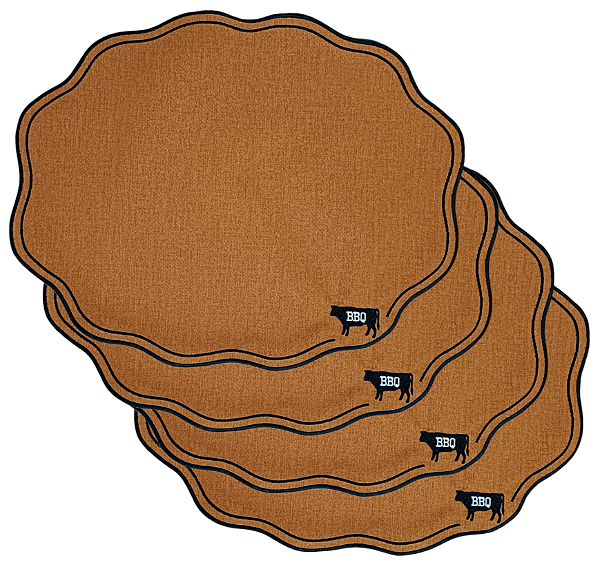 Kit 4 jogos americanos Churrasco Terracota Impermeável
