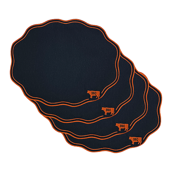 Kit - 04 Pcs Jogo Americano Churrasco azul marinho Impermeável