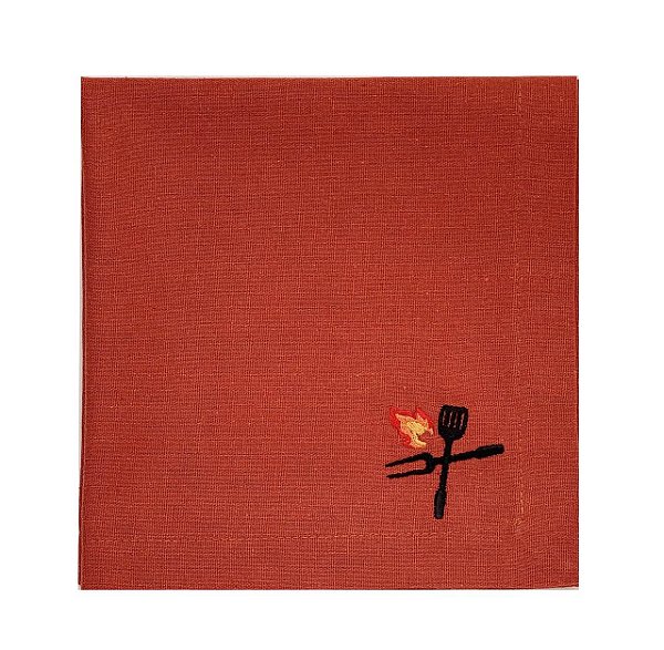 Guardanapo Linho Terracota Garfos do assador – 40×40 cm