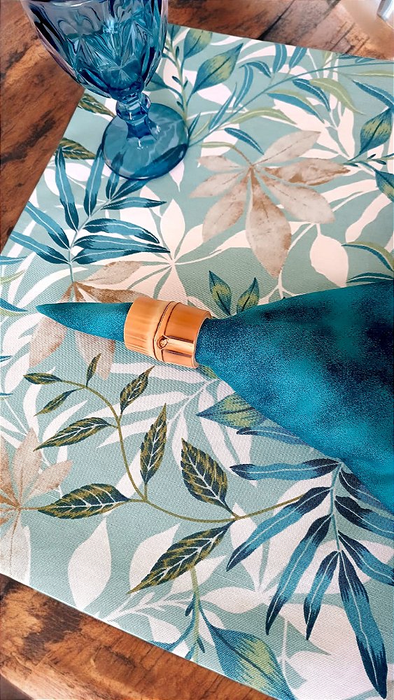 Americano impermeável tropical azul - Folhas vibrantes