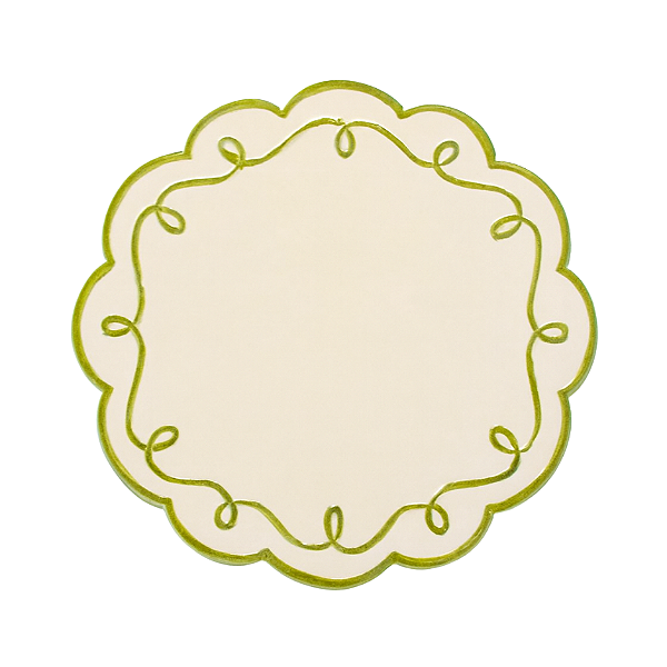 Jogo Americano vazado, Bege Bordado verde