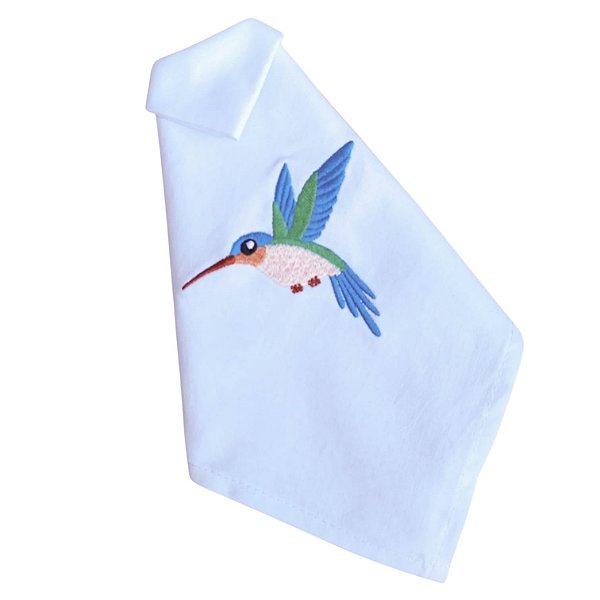 Guardanapo Linho algodão Bordado beija -flor Azul – 40 cm x 40 cm