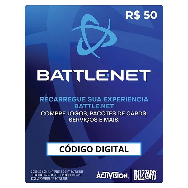 Blizzard Battle.Net R$50 Reais Código Digital - Cartão Recarga