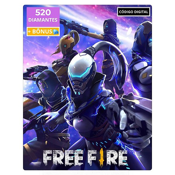 Free Fire 520 Diamantes + Bônus Código Digital - Cartão Recarga