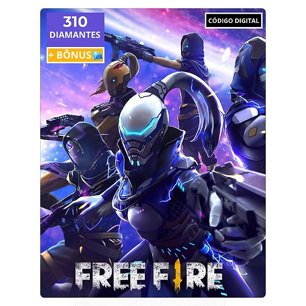 Free Fire 310 Diamantes + Bônus Código Digital - Cartão Recarga