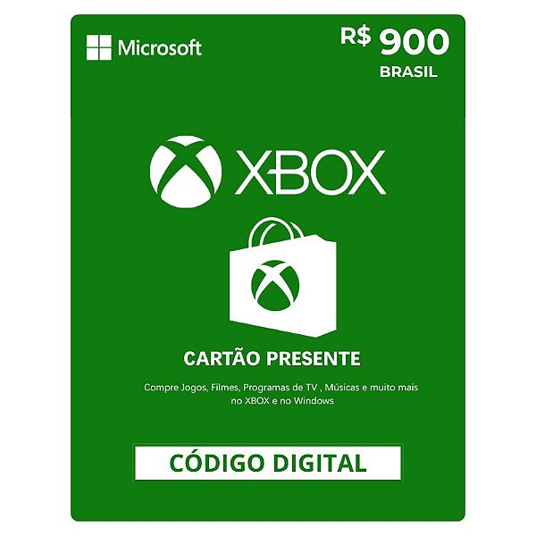 Xbox R$900 Reais Gift Card Brasil - Cartão Presente Digital