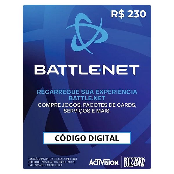 Blizzard Battle.Net R$230 Reais Código Digital - Cartão Recarga
