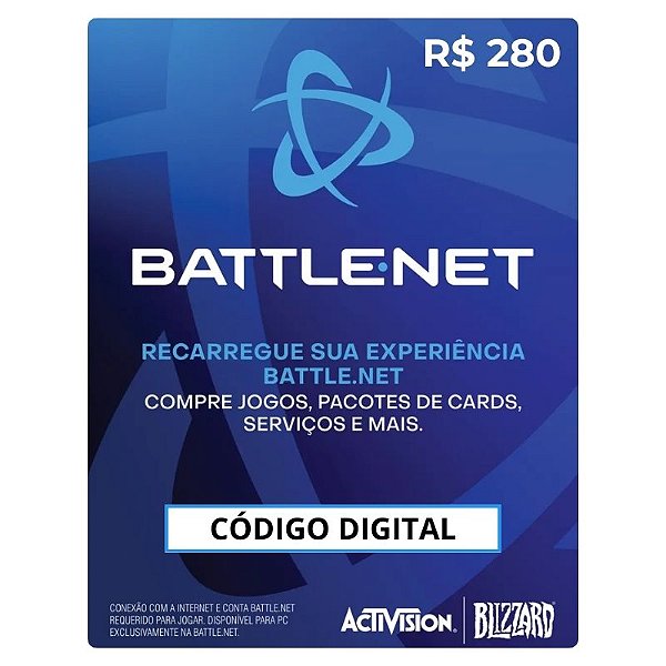 Blizzard Battle.Net R$280 Reais Código Digital - Cartão Recarga