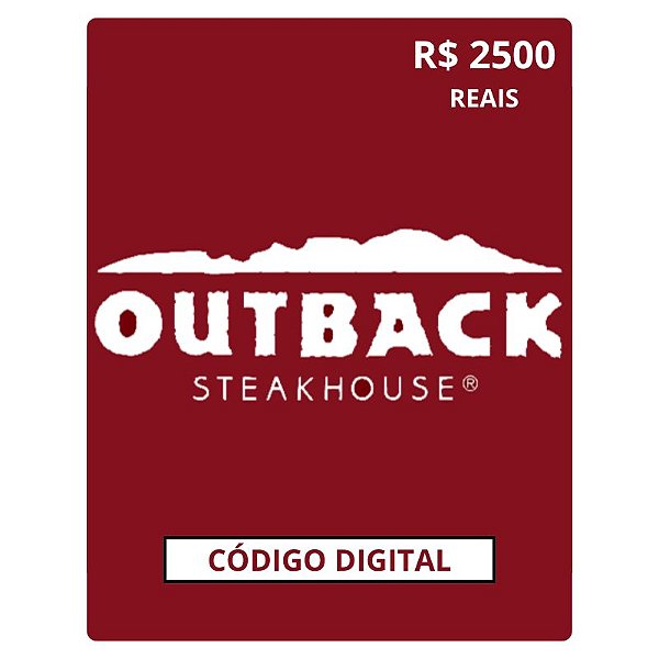 Cartão Presente Outback Gift Card - R$2500 Código Digital