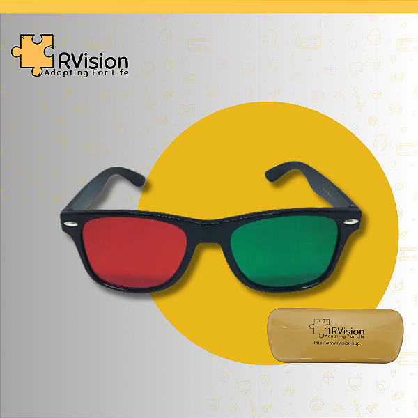 ÓCULOS ANTISSUPRESSIVO COM FILTRO VERDE E VERMELHO