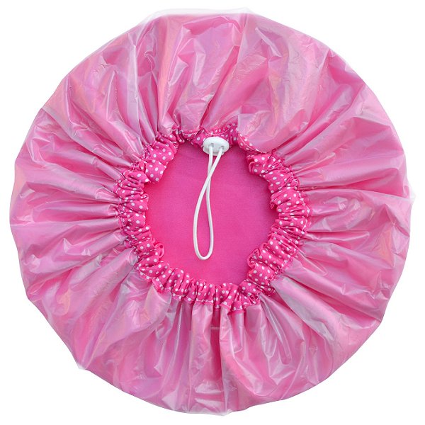 Touca De Banho De Cetim Luxo Ajustável Impermeável Antifrizz - Pink