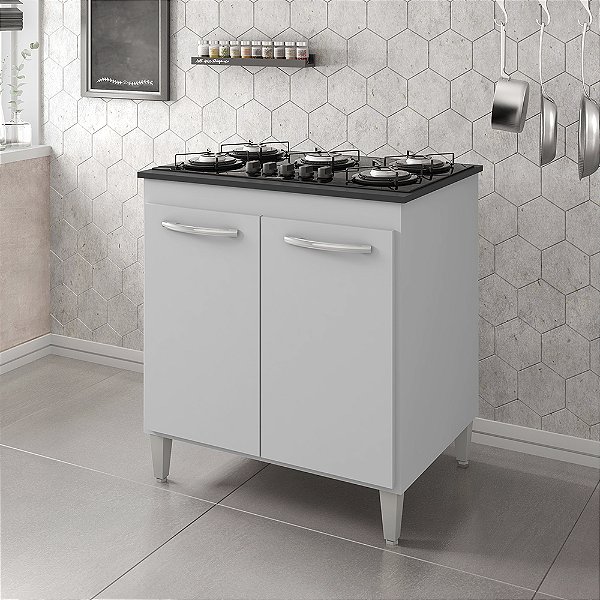 Balcão Jade 2 Portas Para Cooktop 5 Bocas BRANCO