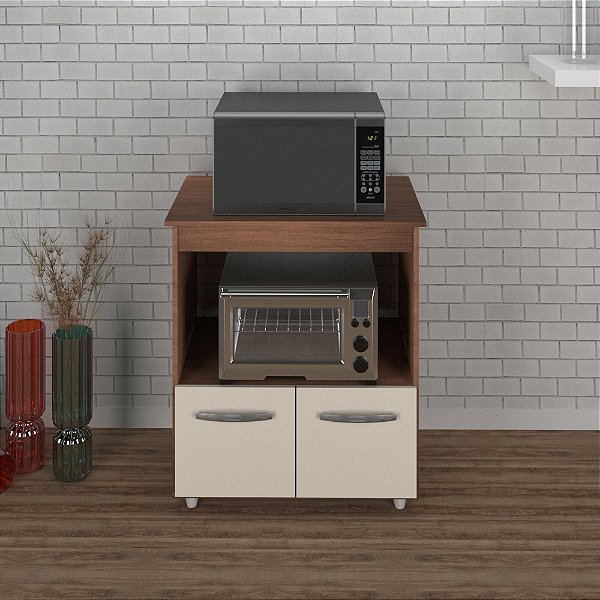 Balcão Angela Multiuso P/ Forno E Microondas Compacto Savana/off white