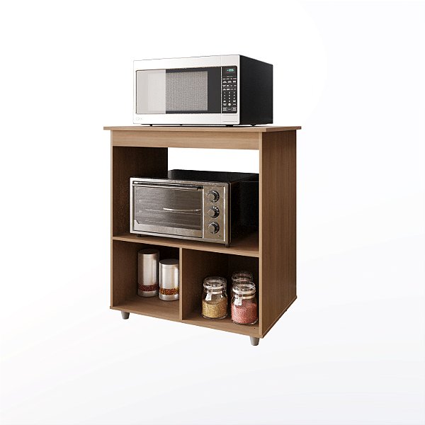Balcão Angela Multiuso P/ Forno E Microondas Compacto Savana/Preto