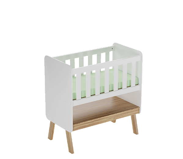 Mini Berço Guti 3 Em 1 C/ Colchão Incluso Branco Amêndoa