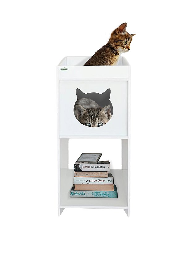 Casinha Toca Para Gato Em Mdp Com 3 Compartimentos Branco