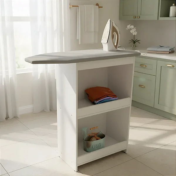 Tábua De Passar Roupa Luna Com Suporte P/ Ferro Passadeira Branco